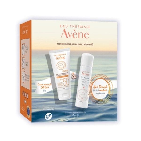 AVENE Pachet Crema mineral SPF50, 50 ml  Apa termala, 50 ml