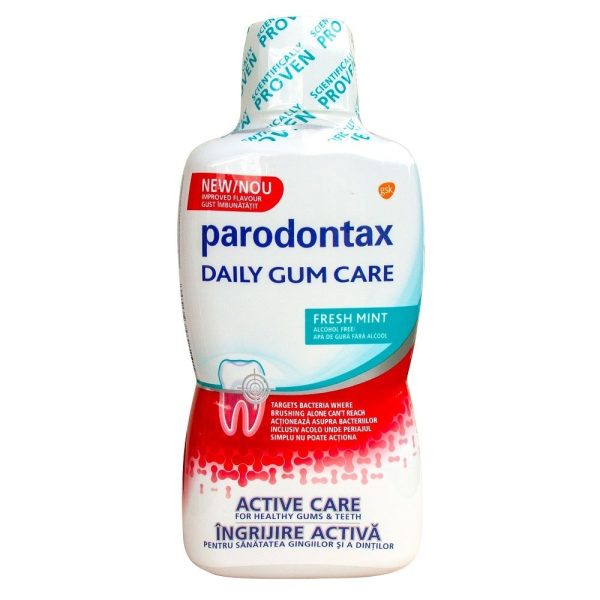 Apa de Gura Fara Alcool Daily Gum Care Fresh Mint Parodontax, 500 ml, Haleon