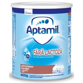 Aptamil Lapte fara lactoza, 0 luni, 400 g, Nutricia