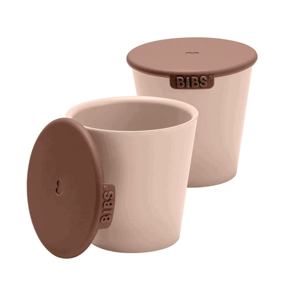 BIBS Set 2 Pahare cu Capac pentru Copii, Blush