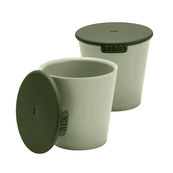BIBS Set 2 Pahare cu Capac pentru Copii, Sage