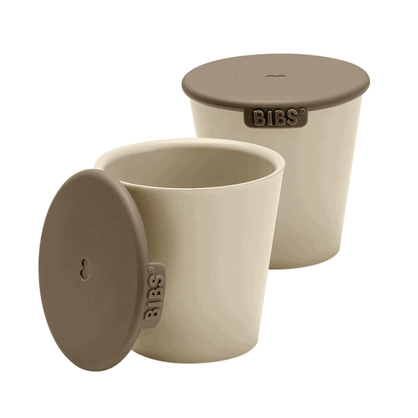 BIBS Set 2 Pahare cu Capac pentru Copii, Vanilla