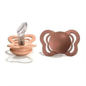 BIBS Set 2 Suzete Ortodontice Silicon Couture BIBS Set 2 Suzete Ortodontice Silicon Couture , Peach/Woodchuck, 0-6L (size 1), 1 buc