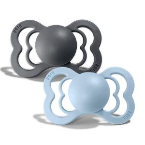 BIBS Set 2 Suzete Supreme Iron/Baby Blue BIBS Set 2 Suzete Supreme Iron/Baby Blue, 6-12L (Size 2), Silicon, 1 buc