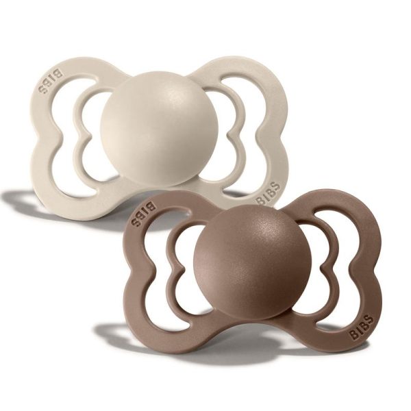 BIBS Set 2 Suzete Supreme Vanilla/Dark Oak, 0-6L (Size 1), Silicon, 1 buc