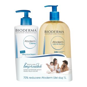 BIODERMA Pachet Crema parfumata Atoderm, 500 ml  Ulei de dus Atoderm, 1L