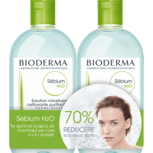 BIODERMA Pachet Solutie micelara ten mixt si gras H2O Sebium, 500 ml (-70% la al doilea produs)