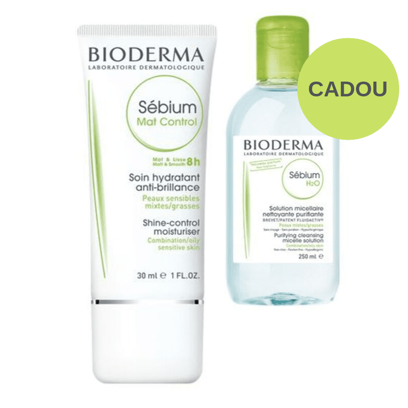 BIODERMA Pack Fluid hidratant matifiant Sebium Mat Control, 50 ml  Solutie micelara pentru ten mixt si gras Sebium H2O, 250 ml (cadou)