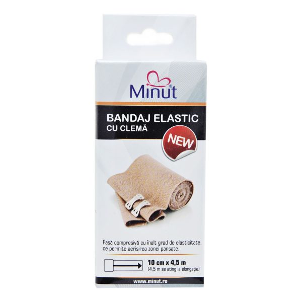 Bandaj Elastic cu Cleme 10 cm x 4.5 cm, Minut