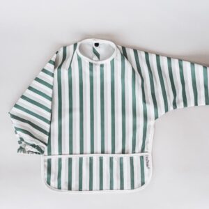 Baveta Maneca Lunga Green Stripes, 1 buc, Little Prints