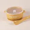 Bol cu Capac si Lingurita Silicon Mustard, 1 buc, Little Prints