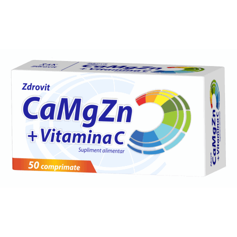 Calciu Magneziu Zinc  Vitamina C, 50 comprimate, Zdrovit