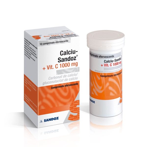 Calciu cu Vitamina C 1000 mg, 10 comprimate efervescente, Sandoz