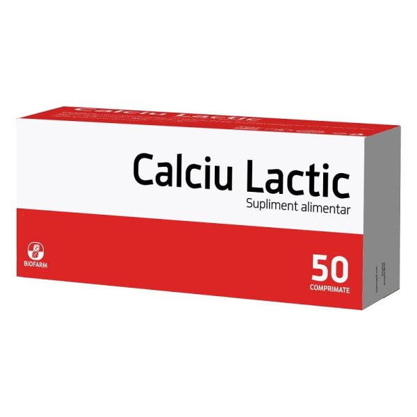 Calciu lactic 500 mg, 50 comprimate , Biofarm