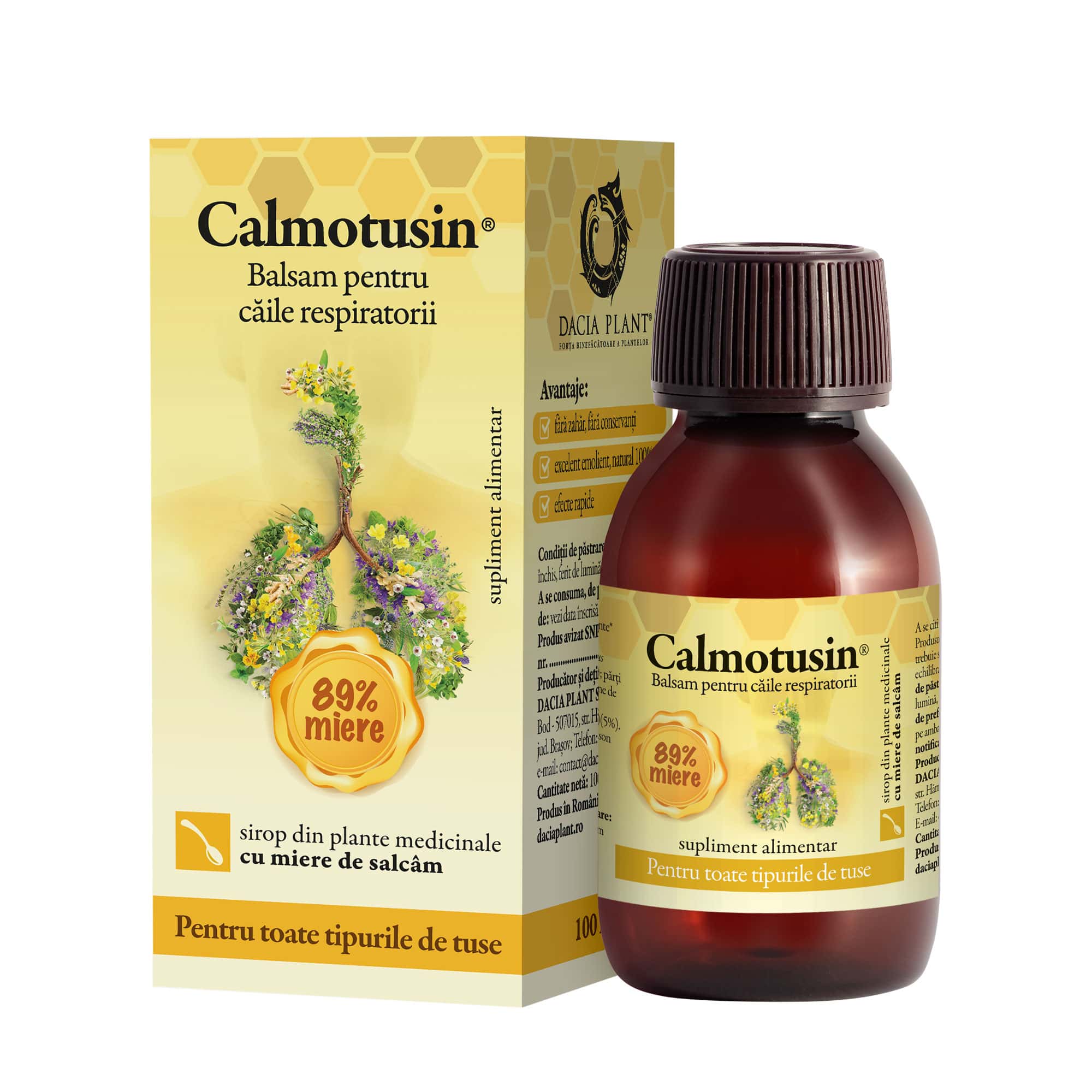 Calmotusin sirop cu miere, 100 ml, Dacia Plant