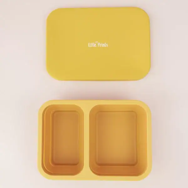 Caserola din Silicon Pliabila cu Capac Mustar, 1 buc, Little Prints