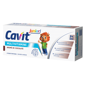 Cavit Junior Multivitamine cu Ciocolata, x20tb. Masticabile