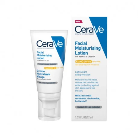 CeraVe Crema Hidratanta de Fata SPF50 Ten Normal Uscat, 52ml