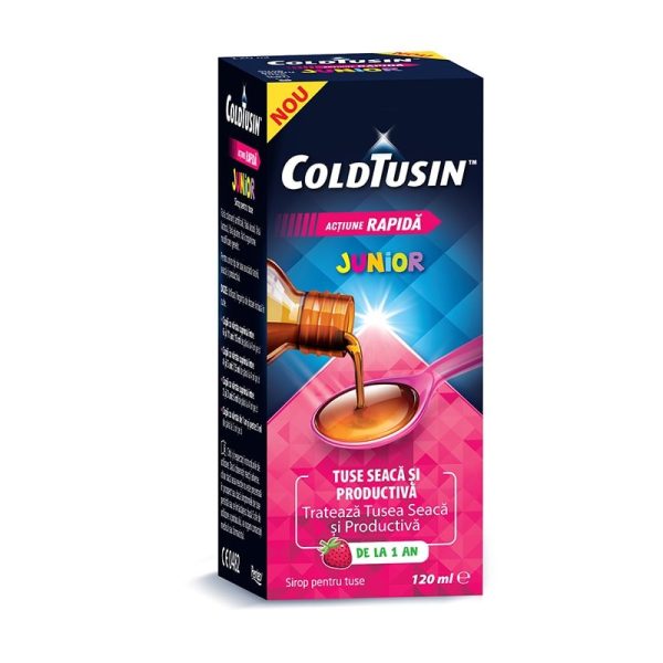 Coldtusin Junior sirop pentru tuse seaca si productiva Coldtusin Junior sirop pentru tuse seaca si productiva, 120 ml, Omega Pharma
