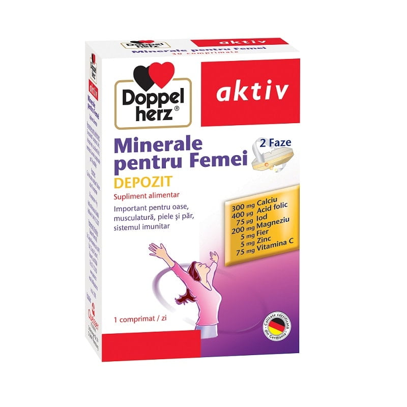 DOPPELHERZ Aktiv minerale pentru femei, 30 comprimate