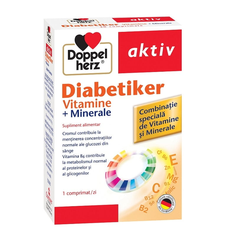 DOPPELHERZ Diabetiker Vitamine pentru diabetici, 30 comprimate