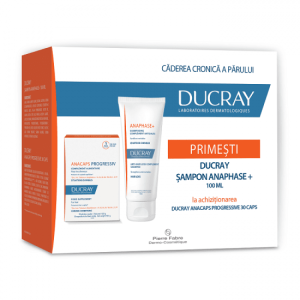 DUCRAY Pachet Supliment pentru par si unghii Anacaps Progressiv DUCRAY Pachet Supliment pentru par si unghii Anacaps Progressiv, 30 capsule Sampon fortifiant si revitalizant Anaphase, 100 ml