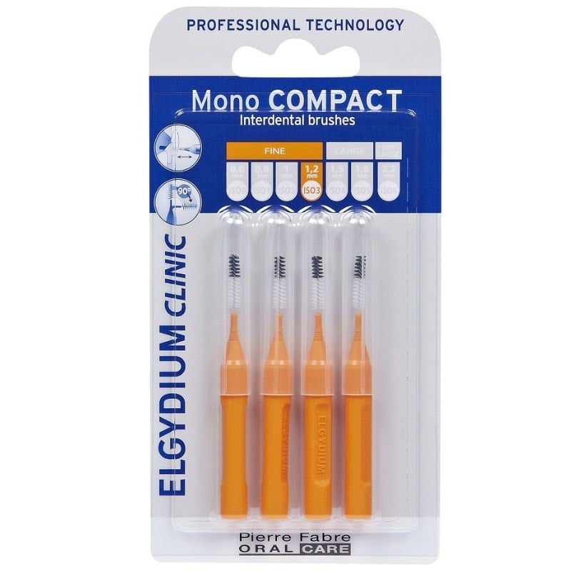 ELGYDIUM Periute interdentare Mono Compact Orange ELGYDIUM Periute interdentare Mono Compact Orange, spatii interdentare inguste, 4 bucati