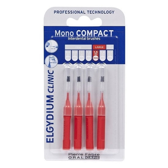 ELGYDIUM Periute interdentare Mono Compact Red ELGYDIUM Periute interdentare Mono Compact Red, spatii interdentare mari, 4 bucati