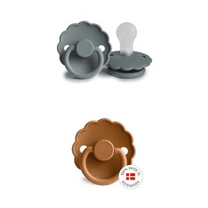 FRIGG Set 2 Suzete Daisy French Gray/Cappuccino   , 0-6L (Size 1), Silicon