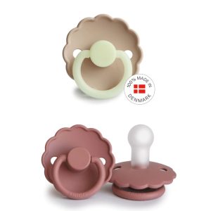 FRIGG Set 2 Suzete Daisy Night Croissant/Blush FRIGG Set 2 Suzete Daisy Night Croissant/Blush, 0-6L (Size 1), Silicon