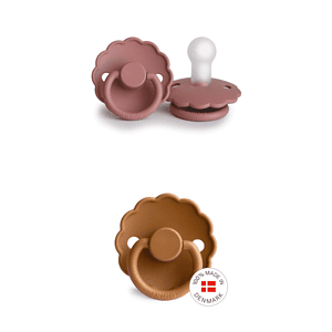 FRIGG Set 2 Suzete Daisy Powder Blush/Cappuccino, 0-6L (Size 1), Silicon