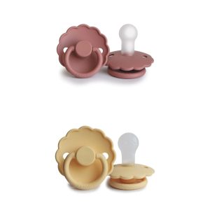 FRIGG Set 2 Suzete Daisy Powder Blush/Pale Daffodil, 0-6L (Size 1), Silicon