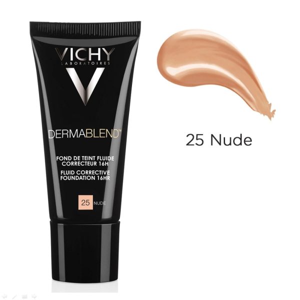 Fond de ten corector cu acoperire 16 ore DermaBlend, Nuanta 25 Nude, 30 ml, Vichy