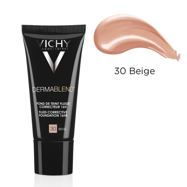 Fond de ten corector cu acoperire 16 ore DermaBlend Fond de ten corector cu acoperire 16 ore DermaBlend, Nuanta 30 Beige, 30 ml, Vichy