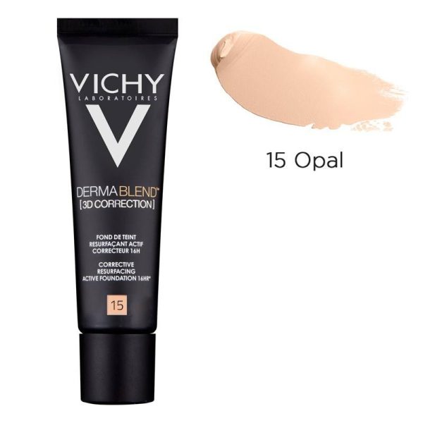 Fond de ten corector cu actiune de nivelare 16h DermaBlend 3D Correction Fond de ten corector cu actiune de nivelare 16h DermaBlend 3D Correction, Nuanta 15 Opal, 30 ml, Vichy