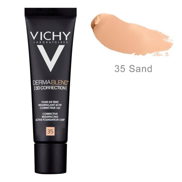 Fond de ten corector cu actiune de nivelare 16h DermaBlend 3D Correction Fond de ten corector cu actiune de nivelare 16h DermaBlend 3D Correction, Nuanta 35 Sand, 30 ml, Vichy