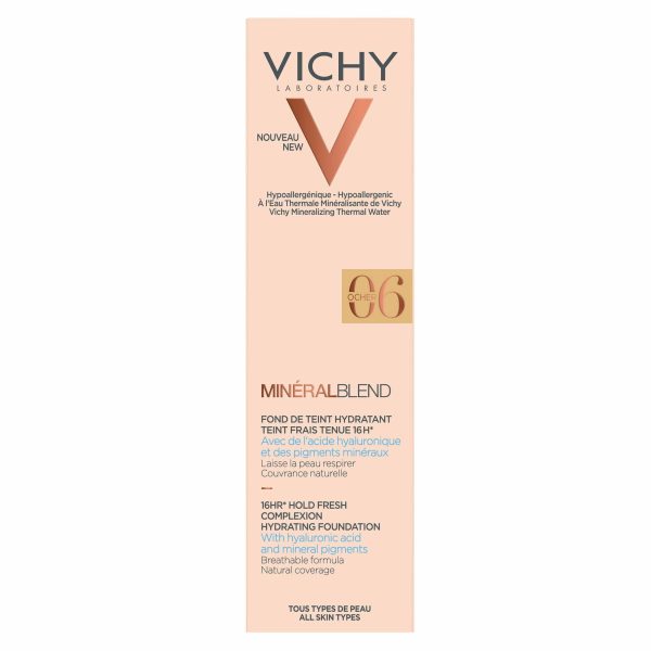 Fond de ten cu acid hialuronic MineralBlend, Nuanta Ocher 06, 30 ml, Vichy