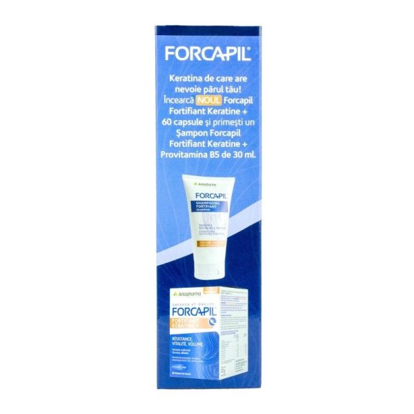 Forcapil Fortifiant Keratine Forcapil Fortifiant Keratine , 60 capsule vegetale Forcapil sampon fortifiant, 30 ml, Arkopharma