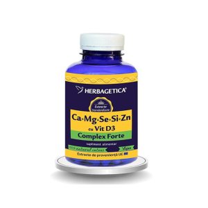 HERBAGETICA CaMgSeSiZn Organice cu Vitamina D3 HERBAGETICA CaMgSeSiZn Organice cu Vitamina D3, 120 capsule