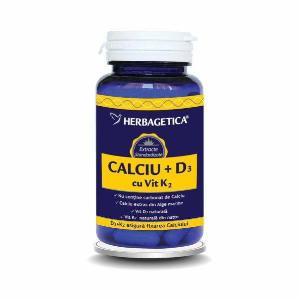 HERBAGETICA Calciu Vitamina D3 Vitamina K2 HERBAGETICA Calciu Vitamina D3 Vitamina K2, 30 capsule