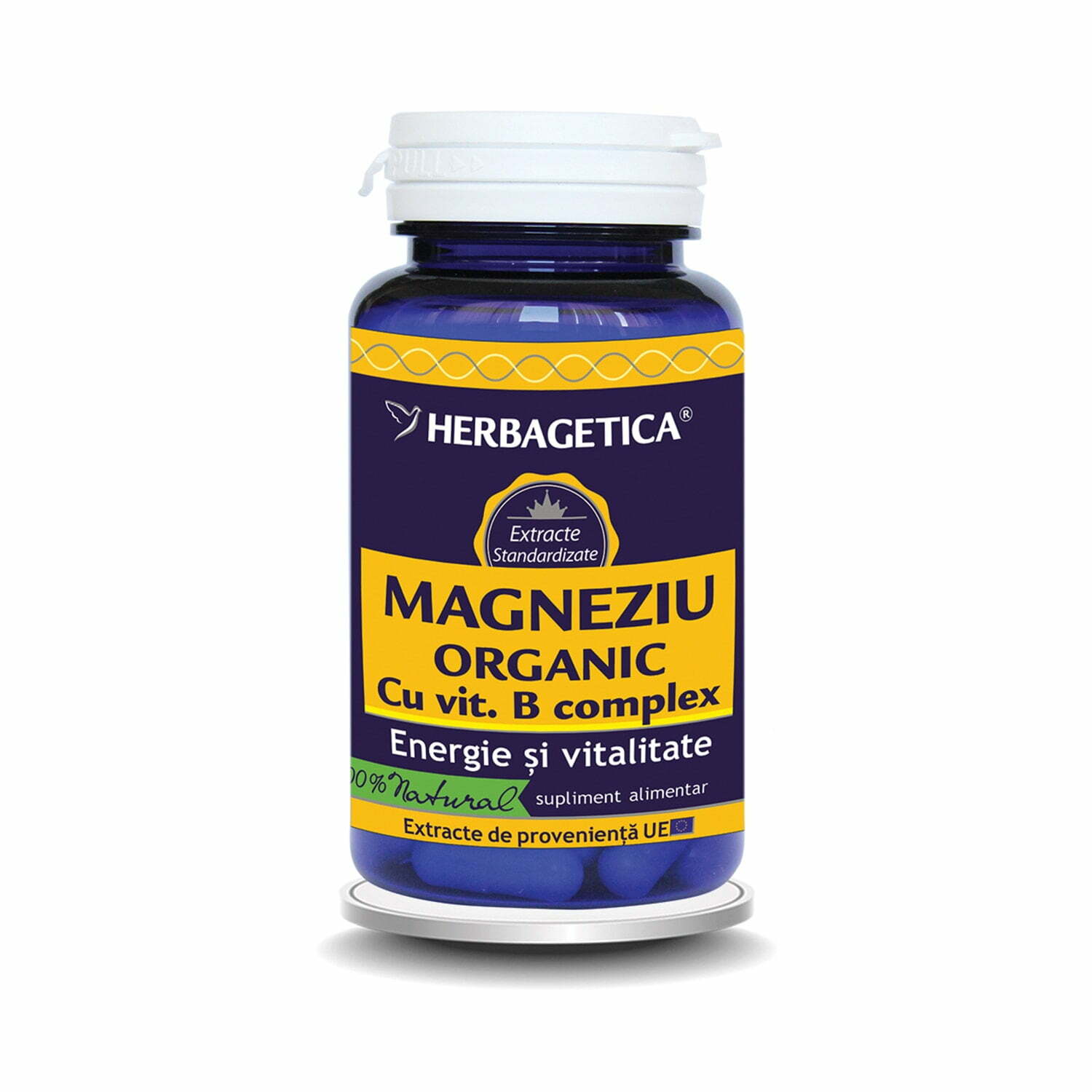 HERBAGETICA Magneziu Organic cu Vitamina B complex HERBAGETICA Magneziu Organic cu Vitamina B complex, 60 capsule
