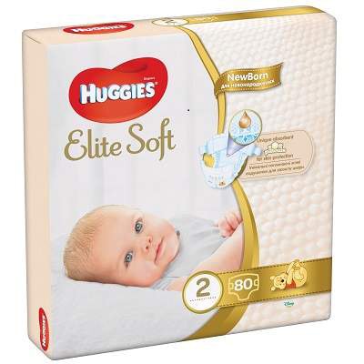 HUGGIES Elite Soft Mega New Born, Numarul 2, 4-7kg ,80 bucati 2582511