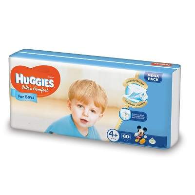 HUGGIES Ultra Confort Boy Numarul 4, 60 bucati,10-16kg 9403437