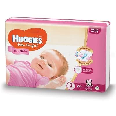 HUGGIES Ultra Confort Girl, Numarul 3 5-9kg ,80 buc 9402338