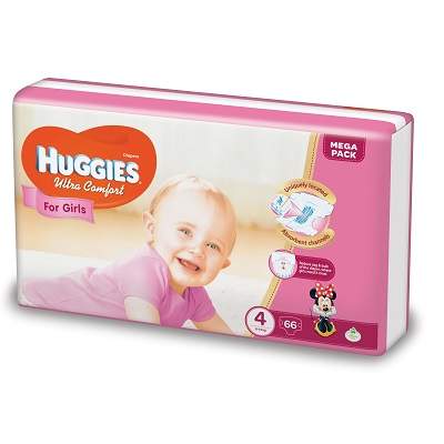 HUGGIES Ultra Confort Girl, Numarul 4 8-14kg , 66 bucati 9402438