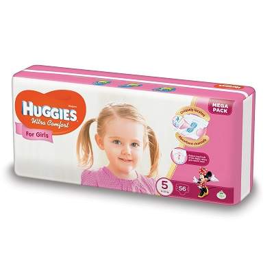 HUGGIES Ultra Confort Girl, Numarul 5, 56 bucati,12-22kg 9402538