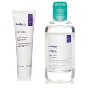 IVATHERM Pack Crema pentru ten gras cu tendinta acneica Ivapur K 30 ml  Lotiune micelara Ivapur 250 ml (75% reducere)