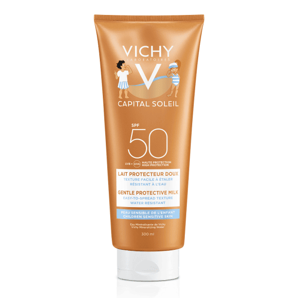 Lapte de protectie pentru copii pentru fata si corp SPF 50 Ideal Soleil Capital Lapte de protectie pentru copii pentru fata si corp SPF 50 Ideal Soleil Capital , 300 ml, Vichy