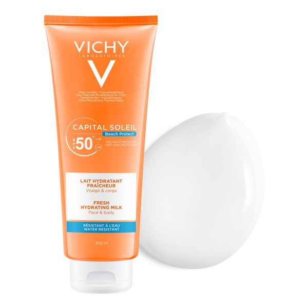 Lapte hidratant de protectie solara pentru fata si corp SPF 50 Capital Soleil, 300 ml, Vichy