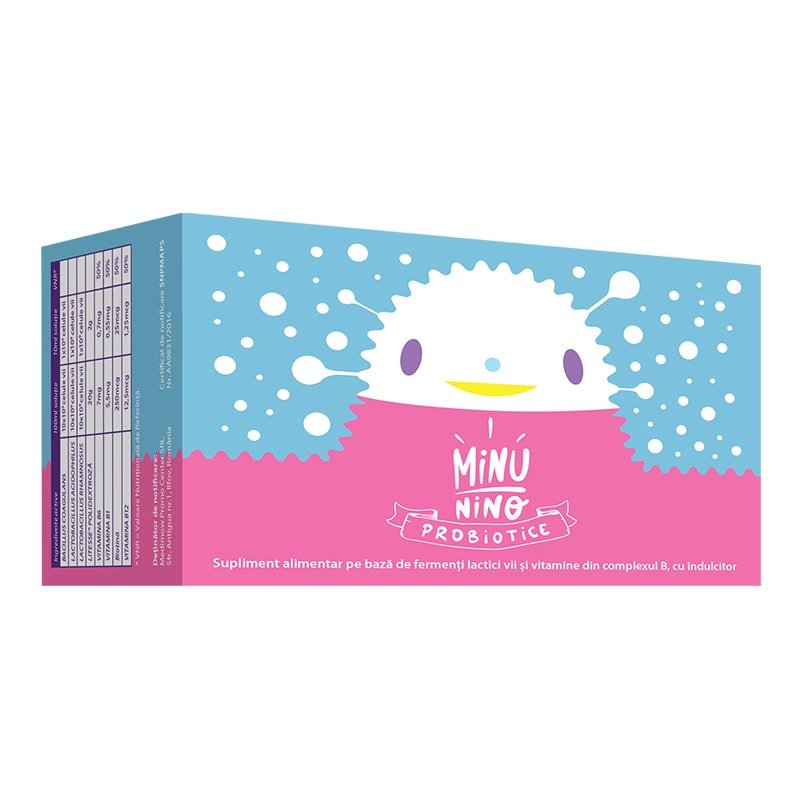 MINUNINO Probiotice solutie orala 10 ml x 8 flacoane, Medimow